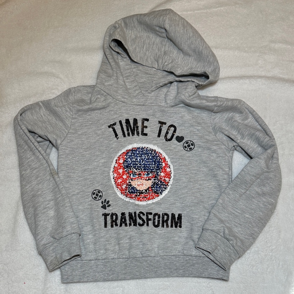 Girls Miraculous Ladybug changing sequin hoodie sweatshirt 6/7
